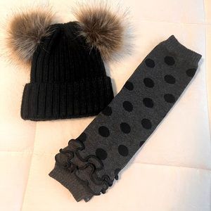 NWOT Baby to Toddler Fur Beanie n New Legwarmers Size 6mos to 5T